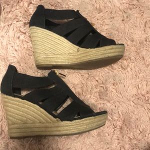 Black Merona open toed wedges